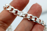 Sterling Silver Diamond Cut Heavy Kerb Curb Chain Chain Necklace 50cm 49.7gms