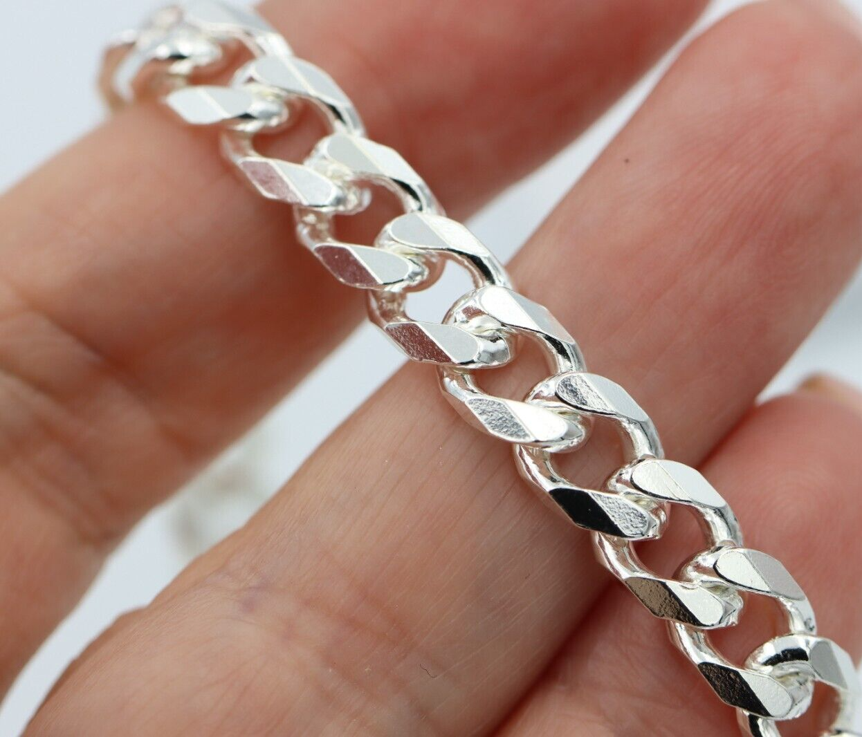 Sterling Silver Diamond Cut Heavy Kerb Curb Chain Chain Necklace 50cm 49.7gms