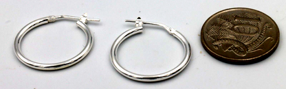 Genuine New Sterling Silver Hoop Earrings Plain 20mm