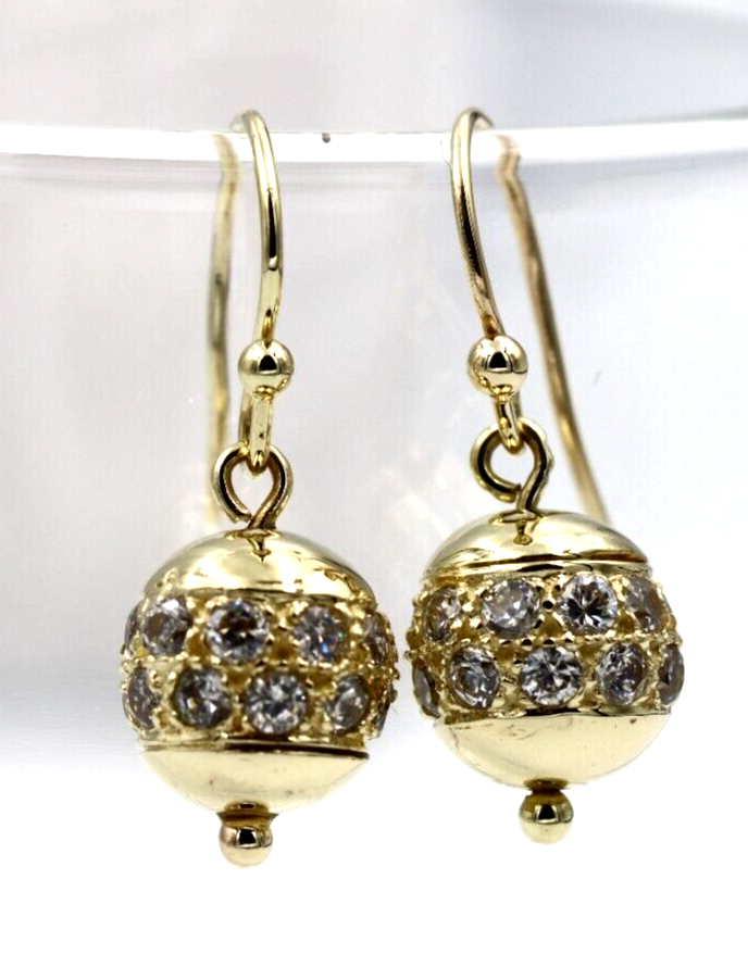 Kaedesigns New 9ct 9k Yellow Gold 10mm Cubic Zirconia Ball Earrings - Free post