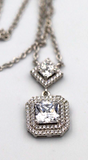 Genuine Cubic Zirconia 925 Sterling Silver Pendant + Necklace -Free express post