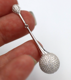 Genuine Sterling Silver 925 Cubic Zirconia Half Ball Stud Earrings -Free post