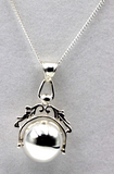 Sterling Silver Ball Pendant Spinner Kerb + 55cm Curb Necklace -Free post