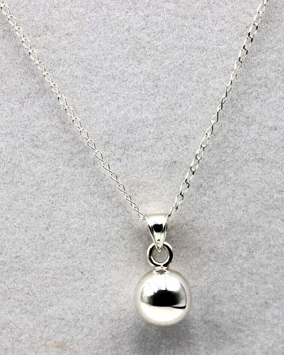 Sterling Silver 10mm ball Pendant + 60cm Curb Necklace