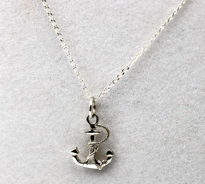 Sterling Silver Anchor Pendant + 60cm Curb Necklace