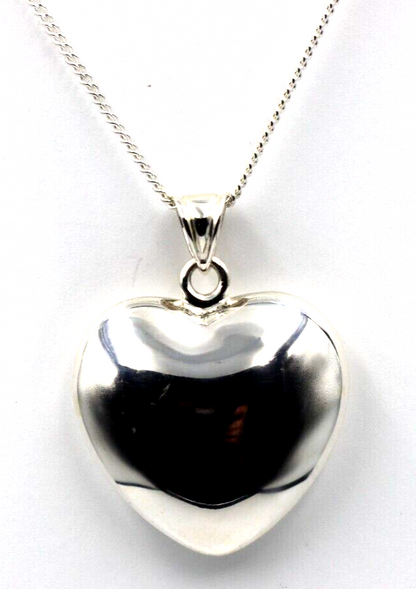 Sterling Silver Medium Bubble Heart Pendant + 55cm Curb Necklace