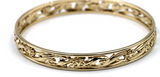 Genuine Solid 9ct 9k Yellow, Rose or White Gold Oval 9mm Filigree Flower Bangle