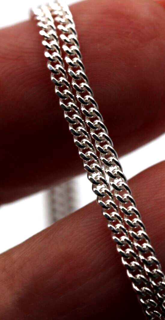 Sterling Silver 925 Kerb Curb Link Chain 40cm 1.7mm wide