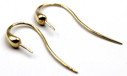 Genuine Large 9ct Yellow, Rose or White Gold Earring Hooks For Earrings + Pearl Pin