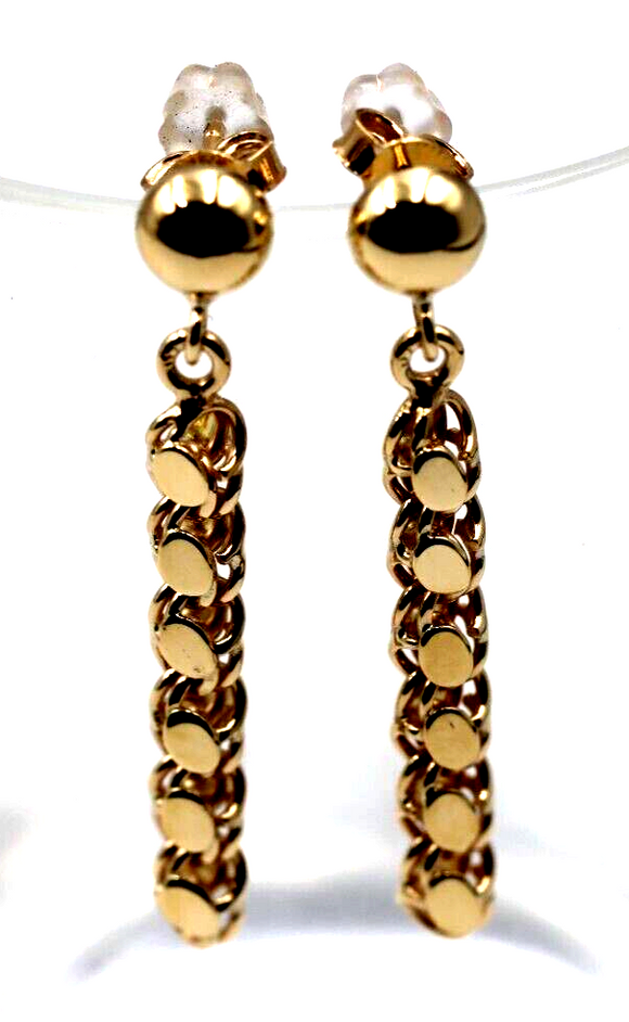 Genuine 9ct 9k Yellow Gold Long Chain Drop Ball Earrings *LAST PAIR*