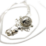 Sterling Silver 925 Spinner Filigree Ball Pendant + 50cm Curb Necklace-Free Post