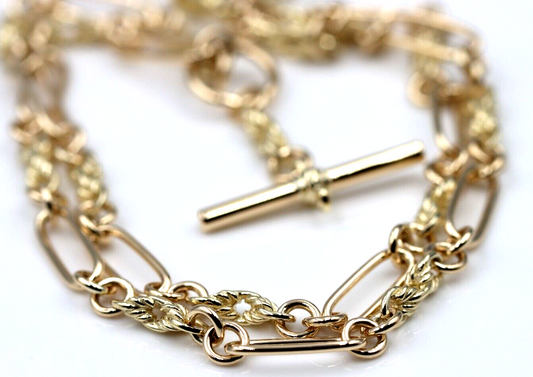 Genuine 9ct Yellow, Rose or White Gold Handmade Solid Fancy Paperclip FOB Necklace Chain 50cm