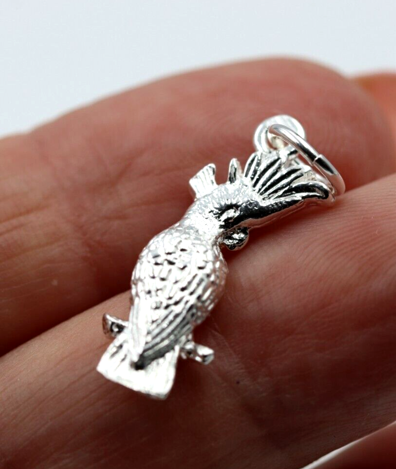 Kaedesigns, New Genuine Sterling Silver 925 Parrot Cockatoo Pendant Charm