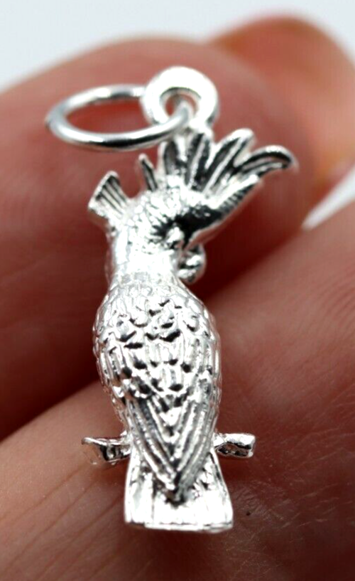 Kaedesigns, New Genuine Sterling Silver 925 Parrot Cockatoo Pendant Charm