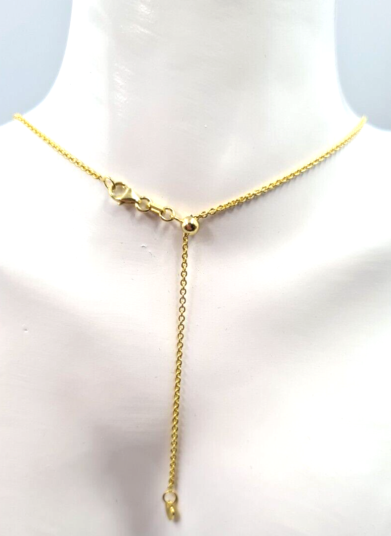 Genuine 46cm 9ct 9k Yellow or Rose Gold Ladies Fine Slider Heart Necklace Chain