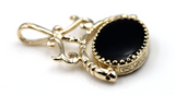 Genuine New 9ct 9K Solid Yellow Gold Onyx Spinner Pendant - Free post