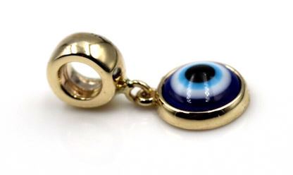 9ct Yellow, Rose or White Gold Greek 9mm Mati Nazar Lucky Evil Eye Bead Charm / Pendant