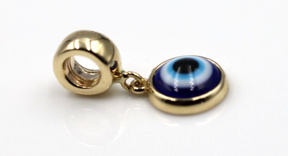 9ct Yellow, Rose or White Gold Greek 9mm Mati Nazar Lucky Evil Eye Bead Charm / Pendant