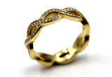 Size N Genuine 18ct Yellow Gold Diamond 0.51 TDW Infinity Twist Full Circle Ring
