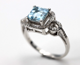 Size O / 7 Genuine Sterling Silver Ring Blue Topaz CZ Ring - Free express post