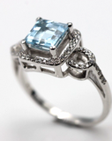 Size O / 7 Genuine Sterling Silver Ring Blue Topaz CZ Ring - Free express post