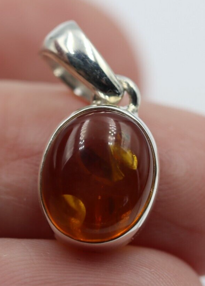 Kaedesigns New Sterling Silver 925 Oval Amber Pendant / Charm