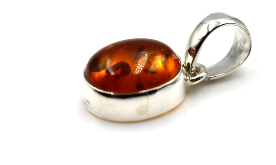 Kaedesigns New Sterling Silver 925 Oval Amber Pendant / Charm