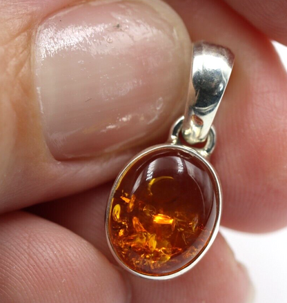 Kaedesigns New Sterling Silver 925 Oval Amber Pendant / Charm