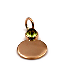 Genuine 9ct Genuine Yellow, Rose or White Gold 11mm Cabochon Peridot Disc Round Circle Pendant