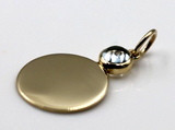 9ct Genuine Yellow, Rose or White Gold 15mm Cabochon Topaz Disc Round Circle Pendant