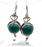 Genuine Sterling Silver 925 Turquoise Half Ball Heart Hook Earrings *Free Express Post