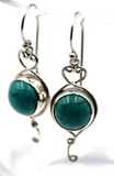 Genuine Sterling Silver 925 Turquoise Half Ball Heart Hook Earrings *Free Express Post