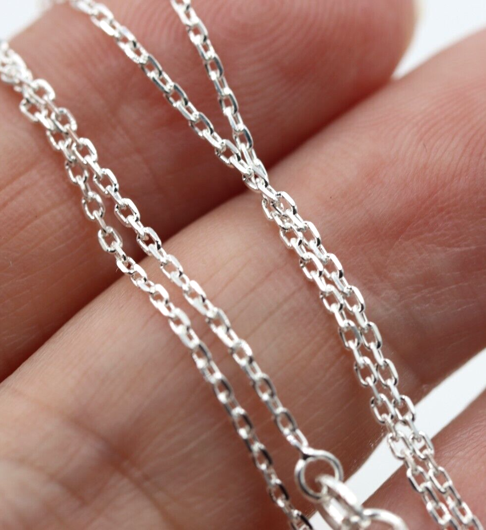 Genuine Sterling Silver Diamond Cut Cable Ladies Necklace Chain 60cm + 5cm extender