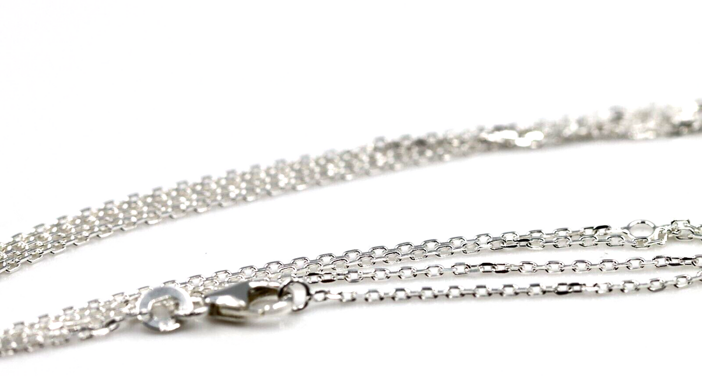 Genuine Sterling Silver Diamond Cut Cable Ladies Necklace Chain 60cm + 5cm extender