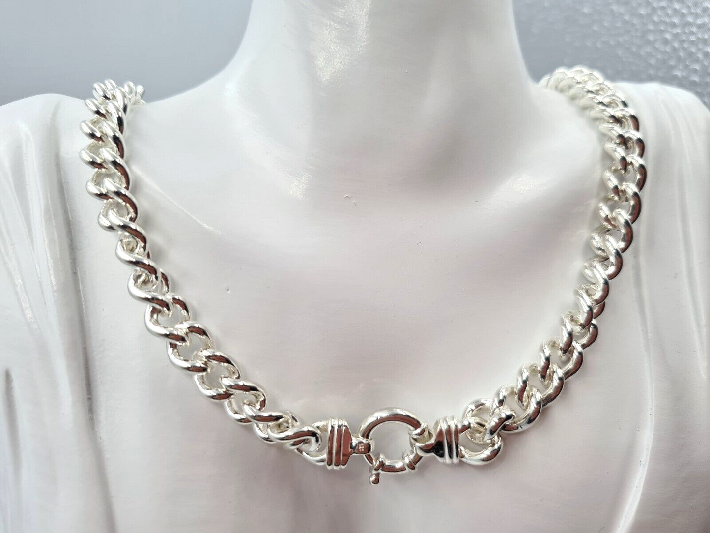 Heavy 112g Sterling Silver 50cm Curb Kerb Chain Necklace + Bolt Ring