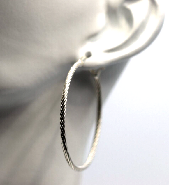 Genuine Sterling Silver 925 Large 40mm Twist Twisted Hoop Earrings -Free post