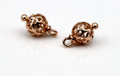 Genuine New 9k 9ct Yellow, Rose or White Gold 7.7mm Ball Filigree Balls For Charm Earrings