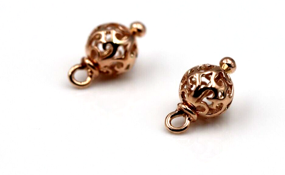 Genuine New 9k 9ct Yellow, Rose or White Gold 7.7mm Ball Filigree Balls For Charm Earrings