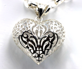 Heavy Sterling Silver 50cm Belcher Necklace & Filigree Heart Pendant *Free post