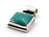 Genuine Sterling Silver Blue Turquoise Set Square Pendant -Free express post