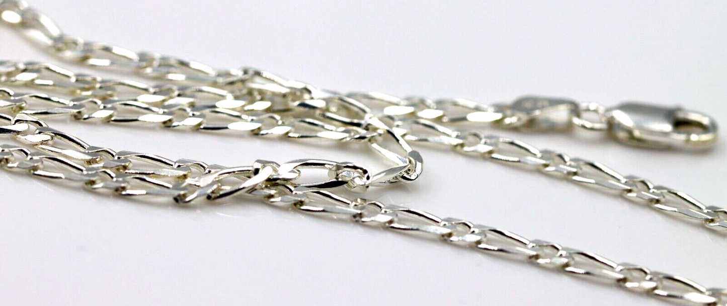 Genuine 925 Sterling Silver 925 Figaro Link Chain Necklace 45cm