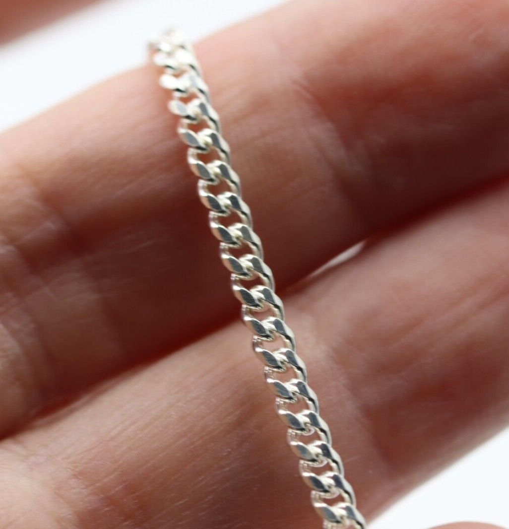 Genuine New Sterling Silver 2.8mm Curb Kerb Curb 19cm Bracelet