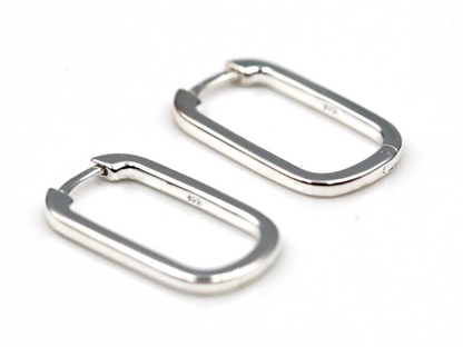 Genuine New Sterling Silver 925 Rectangular Huggies Earrings