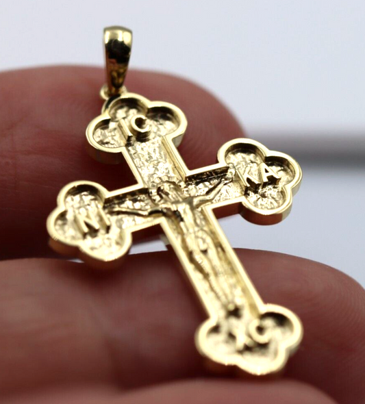 Genuine Solid 9ct 9K Yellow, Rose or White Gold Byzantine Cross Pendant