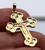 Genuine Solid 18ct 18kt 750 Yellow, Rose or White Gold Byzantine Cross Pendant 520