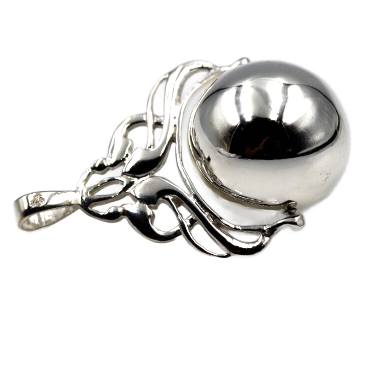 Sterling Silver 925 16mm Plain Ball Spinner Pendant