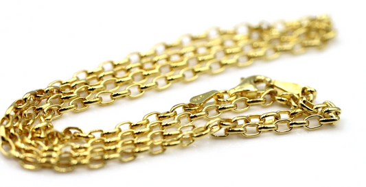 Sterling Silver Yellow Gold Triple Plated 50cm Belcher Chain Necklace