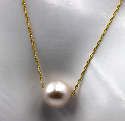 Genuine 9ct Yellow Gold Curb Necklace Chain 43cm Freshwater Pearl