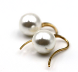 Genuine 9ct Yellow Gold 10mm White Shell Pearl Hook Earrings -Free express post