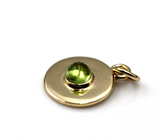 Genuine 9ct Genuine Yellow, Rose or White Gold 12mm Cabochon Green Peridot Disc round circle pendant